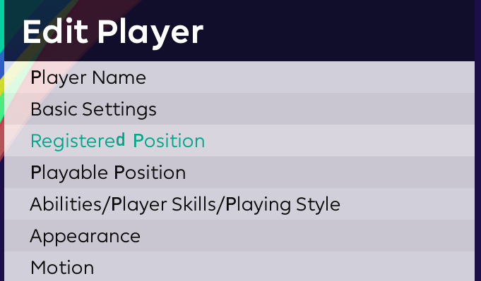 Edit Player Menu